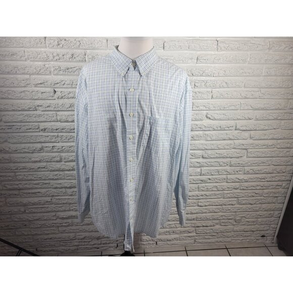 Izod Mens Shirt 3XLT Long Sleeve Pocket Premium Essentials Blue Plaid PLA122E - Picture 1 of 9